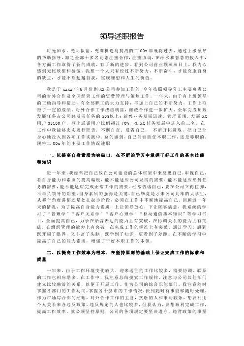 领导述职报告