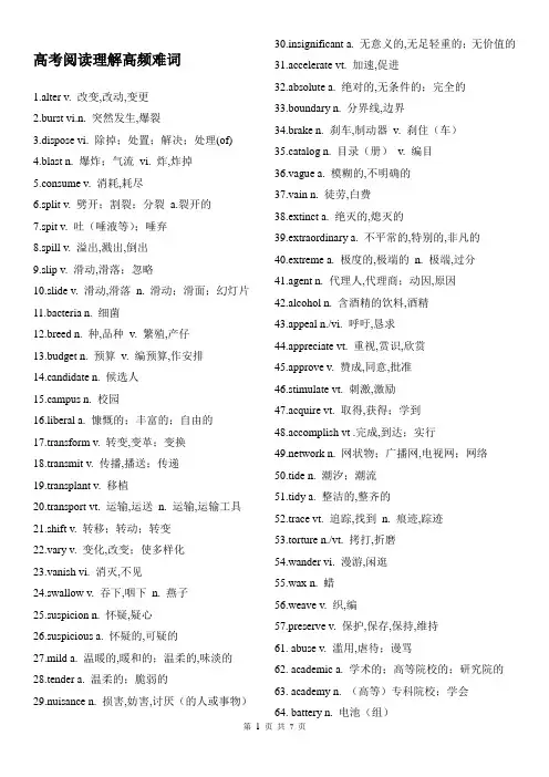 高考英语阅读理解高频词汇 2