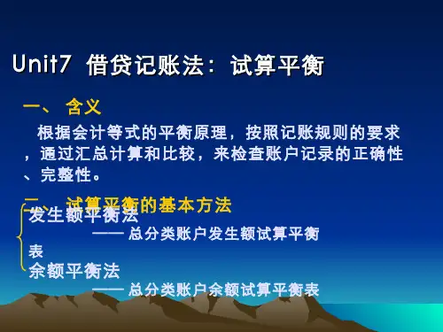 基础会计(4.7.1)--借贷记账法：试算平衡