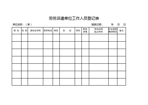 劳务派遣单位工作人员登记表
