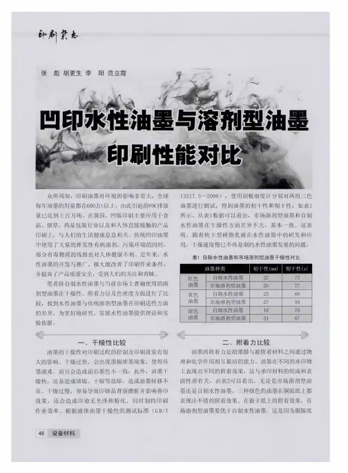 凹印水性油墨与溶剂型油墨印刷性能对比