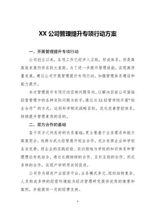 管理提升专项行动方案