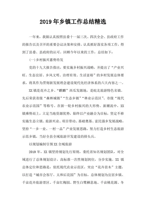 2019年乡镇工作总结精选