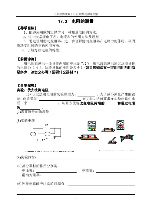 17.3--电阻的测量导学案