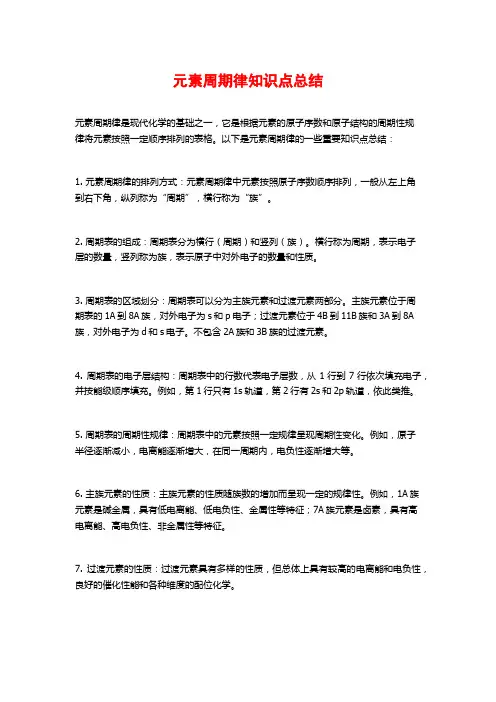 元素周期律知识点总结 2