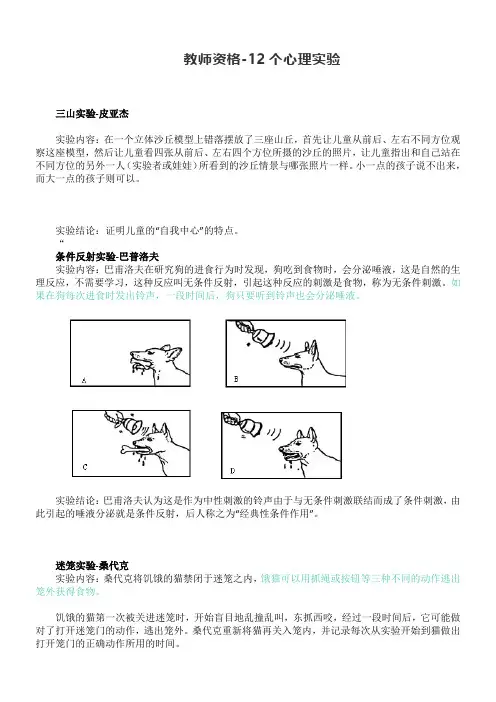 教师资格-12个心理实验