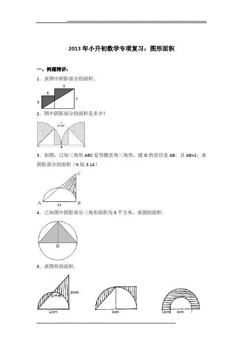 2013年小升初数学专项复习：图形面积及参考答案