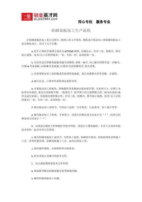 铝蜂窝板加工生产流程