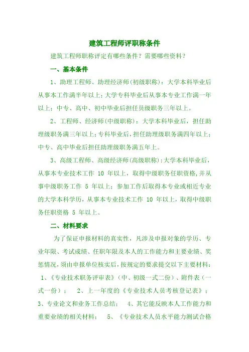 建筑工程师评职称条件