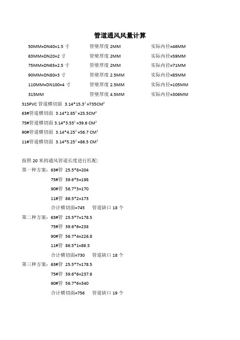 管道通风风量计算