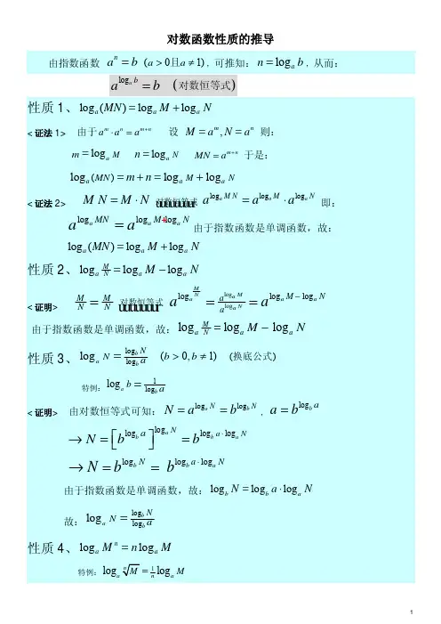 对数函数性质的推导