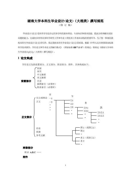 湖南大学毕业设计(论文)撰写规范(发文)1