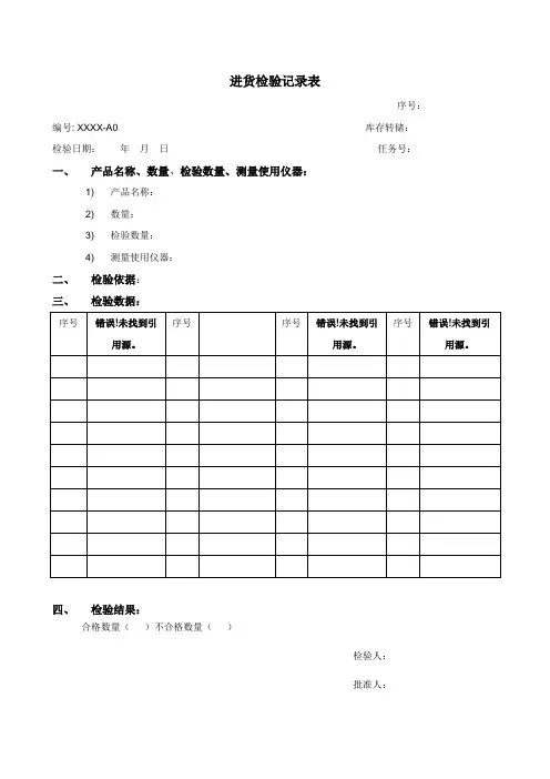 进货检验记录表 2