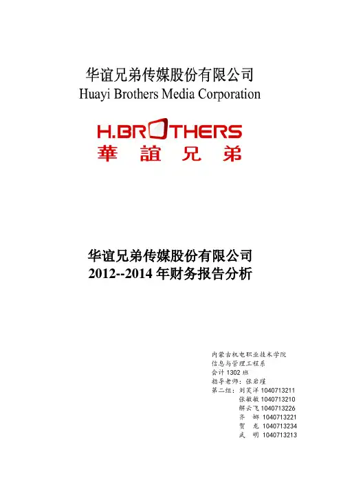 华谊兄弟财务报表分析终极版