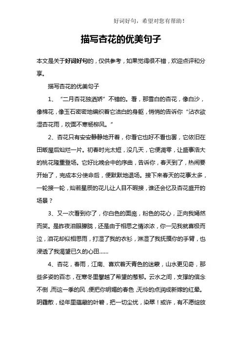 描写杏花的优美句子