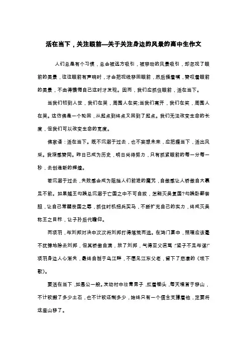 活在当下,关注眼前—关于关注身边的风景的高中生作文_议论文