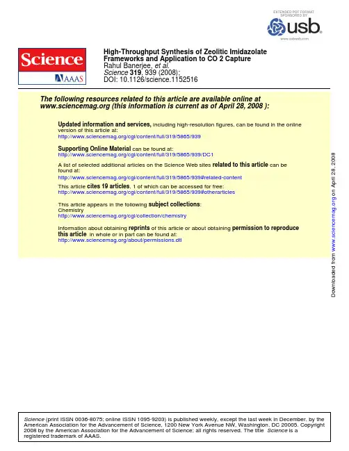 High-Throughput Synthesis of Zeolitic Imidazolate Frameworks and Application to CO 2 Capture