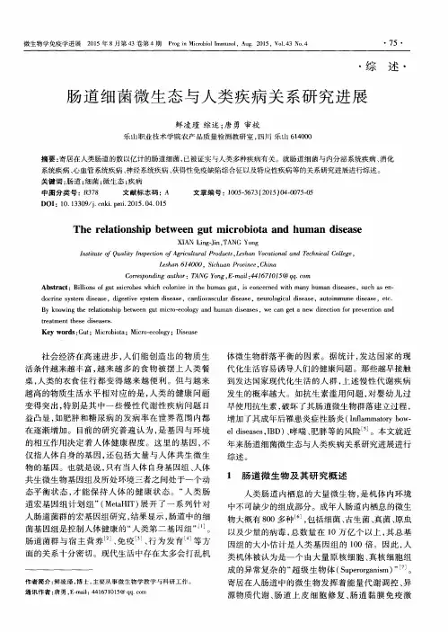 肠道细菌微生态与人类疾病关系研究进展