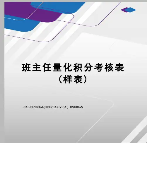 班主任量化积分考核表(样表)