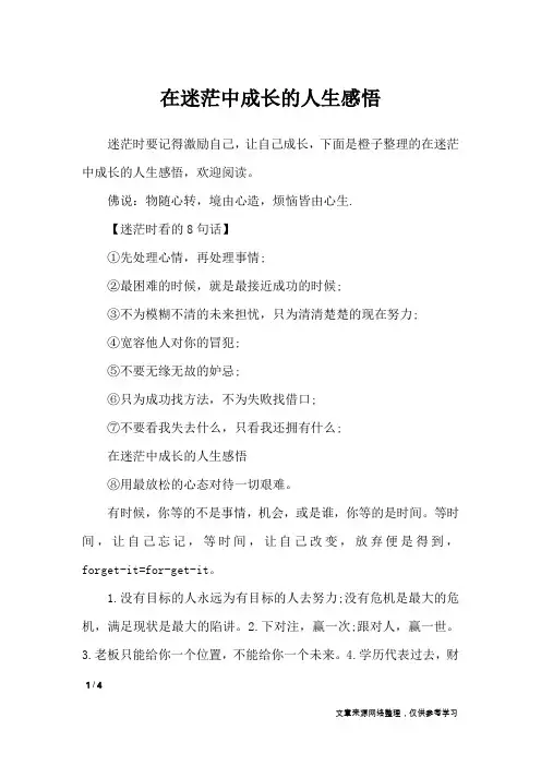 在迷茫中成长的人生感悟_人生感悟