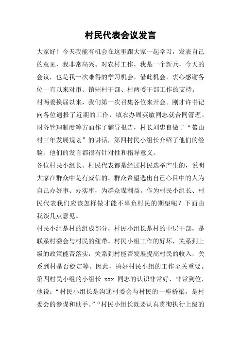 村民代表会议发言