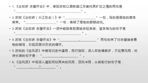 《念奴娇·赤壁怀古》默写