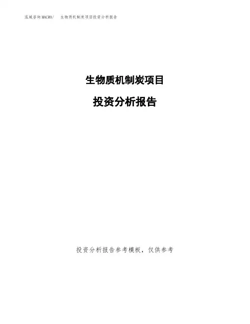 生物质机制炭项目投资分析报告(建设投资分析评价范本)