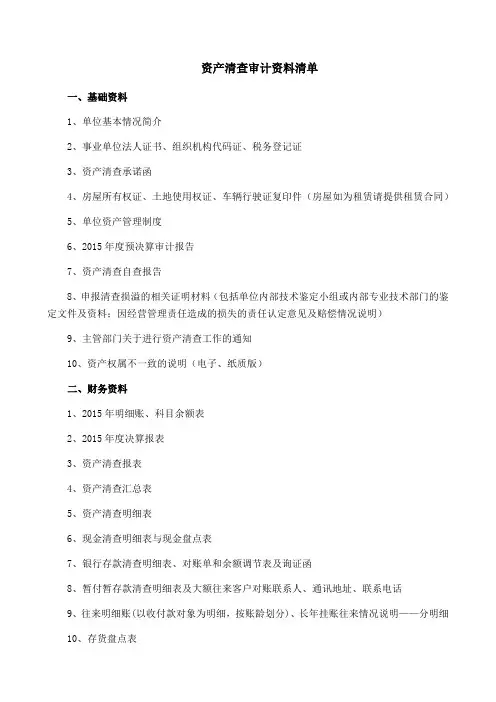 资产清查审计清单