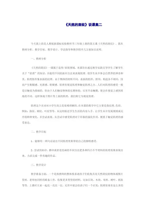 人教版小学美术三年级上册天然的斑纹