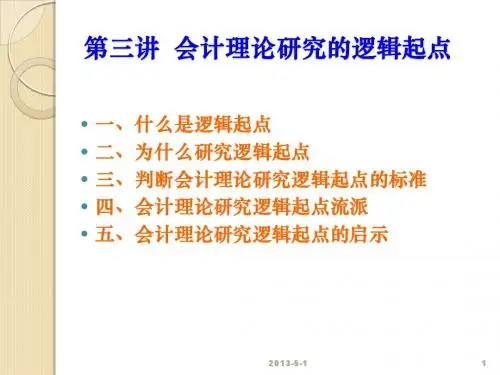 第三讲 会计理论研究的逻辑起点