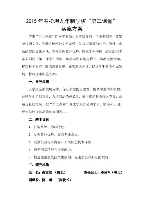 第二课堂实施方案