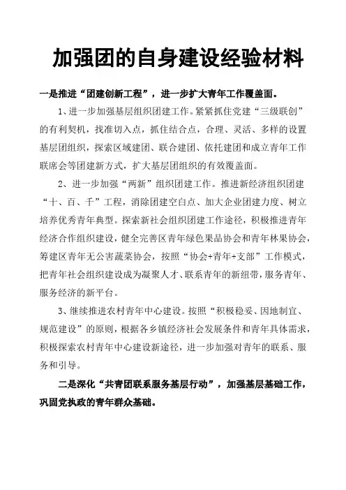 加强团的自身建设经验材料
