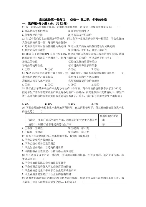 政治必修一第二课练习