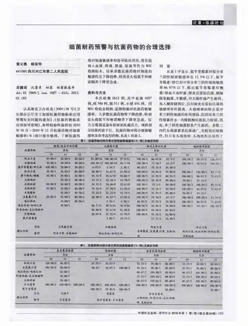 细菌耐药预警与抗菌药物的合理选择