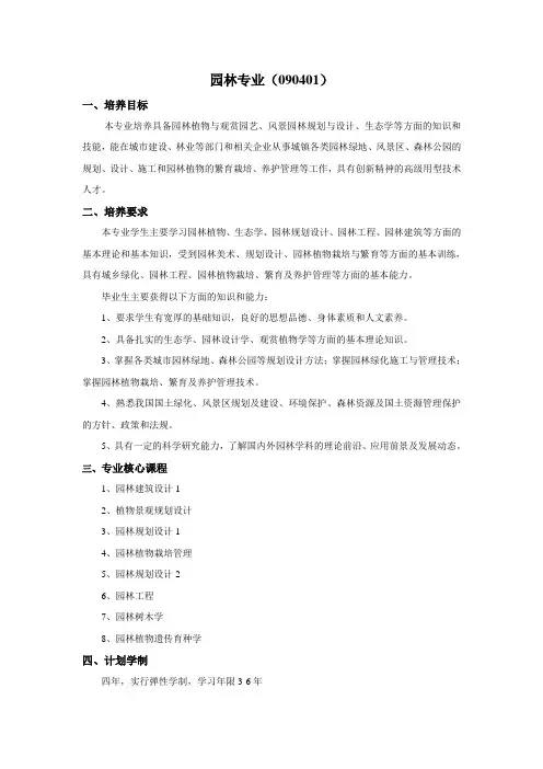 园林专业人才培养方案 2