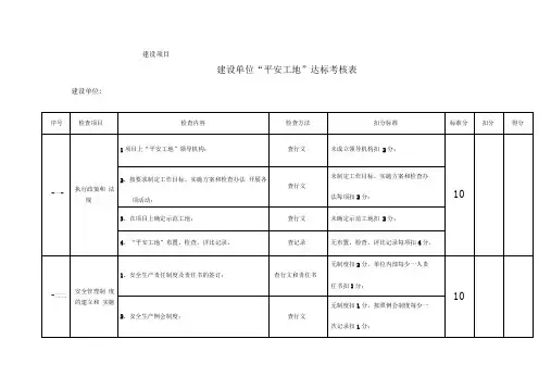平安工地达标考核表