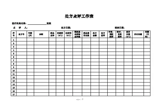 处方点评工作表(完整新版) 2