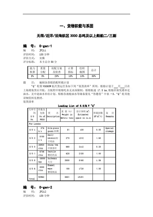 货物积载与系固-评估资料