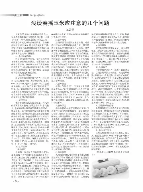 浅谈春播玉米应注意的几个问题