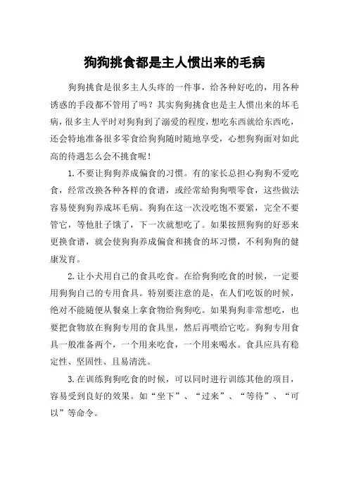 狗狗挑食都是主人惯出来的毛病