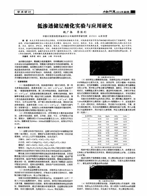 低渗透储层酸化实验与应用研究
