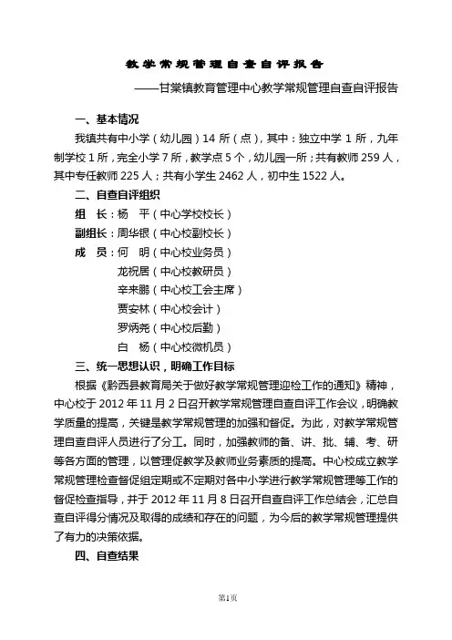 教学常规自查报告(范文)