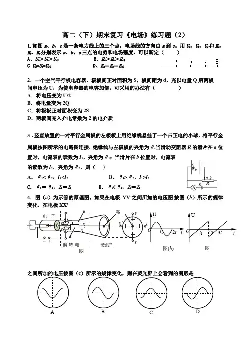 高二(下)期末复习《电场》练习题2