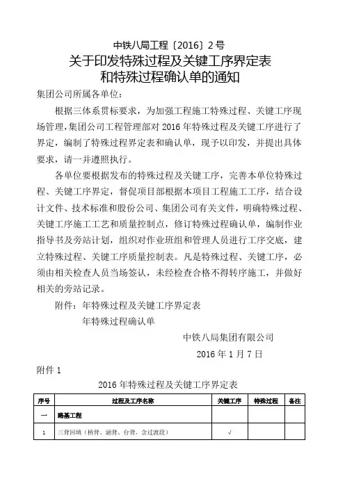 特殊过程及关键工序界定