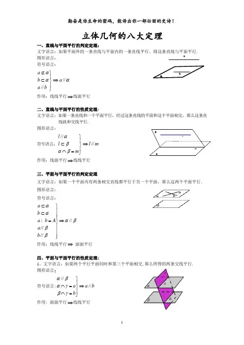(精品)立体几何八大定理