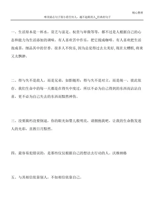 唯美励志句子 别小看任何人,越不起眼的人_经典的句子
