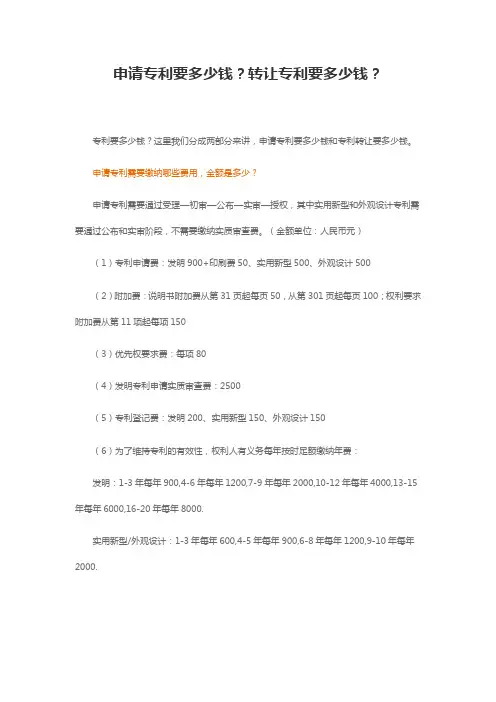 申请专利要多少钱？转让专利要多少钱？_专注鱼网