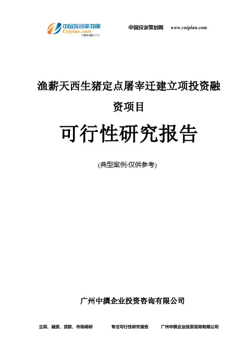 渔薪天西生猪定点屠宰迁建融资投资立项项目可行性研究报告(中撰咨询)