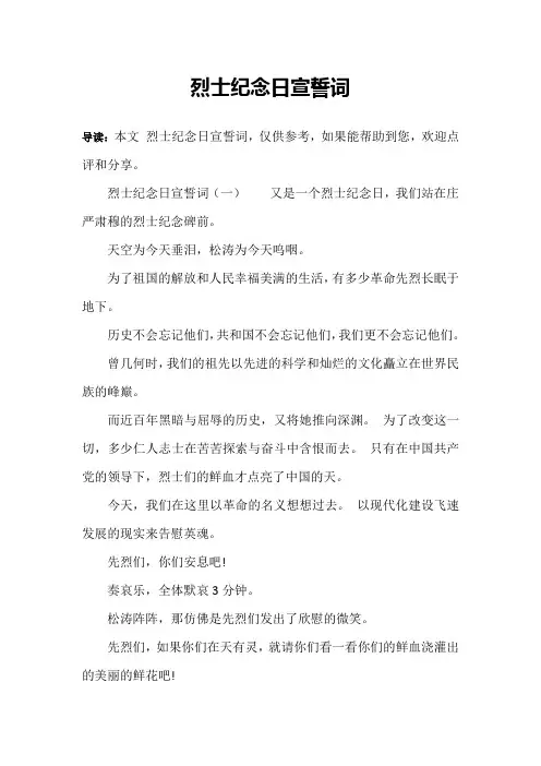 烈士纪念日宣誓词