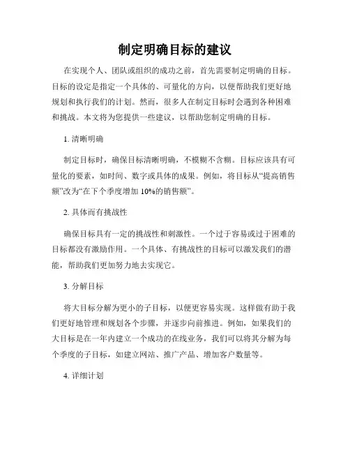 制定明确目标的建议